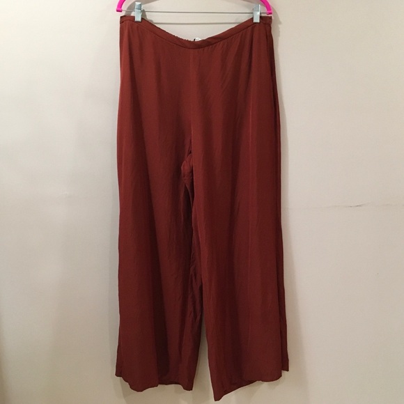 Zara Flowing Wide Leg Pants Trousers Rusted Brown Plus Size XXL 9479/670 - Picture 1 of 7